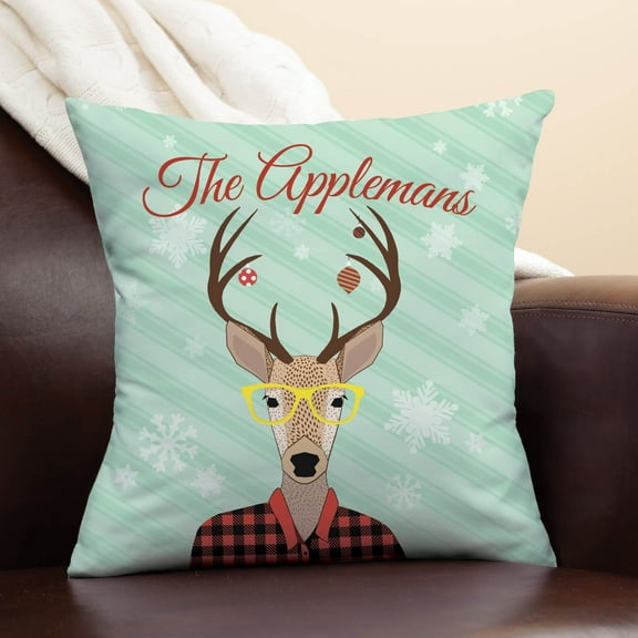 Hipster Buck Personalized Throw Pillow