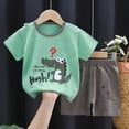 thumbnail image 2 of TOWED22 Toddler Baby Girl Boy Outfits 2 Piece Print Short Sleeve Round Neck Top T-Shirt Casual Cotton Shorts Sets Clothes(Green,2-3 Y), 2 of 4