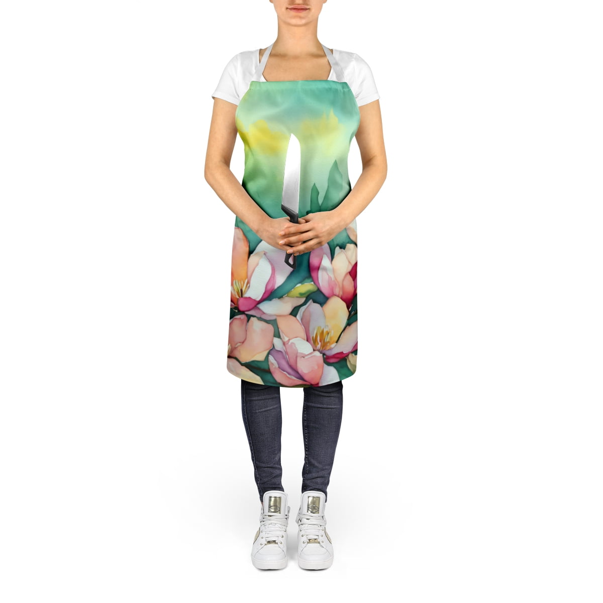 Louisiana Magnolias in Watercolor Apron 27 in x 30 in