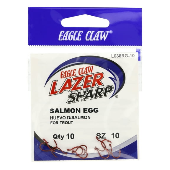 Lazer Sharp L038RGH-10 Salmon Egg Hook, Red, Size 10, 10 Pack