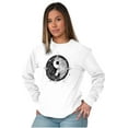 thumbnail image 3 of Floral Yin Yang Symbolic Spiritual Women's Long Sleeve T Shirt Brisco Brands S, 3 of 6
