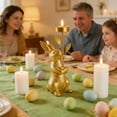 thumbnail image 3 of Golden Bunny Candle Holder, 7.8" Easter Bunny Candlestick Ornament, Holiday Party Supplies for Easter Table, Living Room, 3 of 5