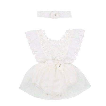 

Livingsenburg Newborn Baby Girl Embroidered Hollow Bow Headband Suit Tutu Skirt