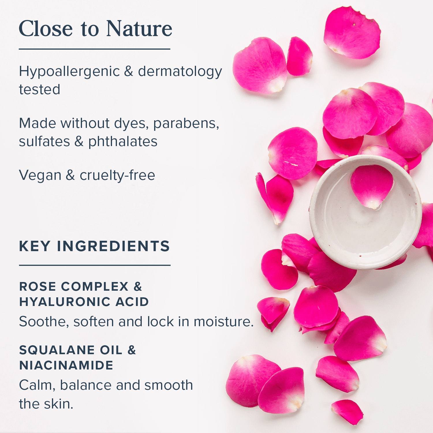 Heritage Store Rosewater Facial Moisturizer, Soothing Gel Cream for Dry Skin to Combination Skin, with Rose Complex, Niacinamide & Hyaluronic Acid, Vegan, Paraben Free & Cruelty Free, 2oz