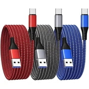 USB C Cable 10 ft 3Pack, Extra Long USB A to USB C Cable 10ft Braided Type C Fast Charging Cord for Samsung Galaxy S20 S21 S22 S23 S24 Ultra 5G S10 S9, A20 A51 A52 A72, iPhone 15 Series, PS5, Switch