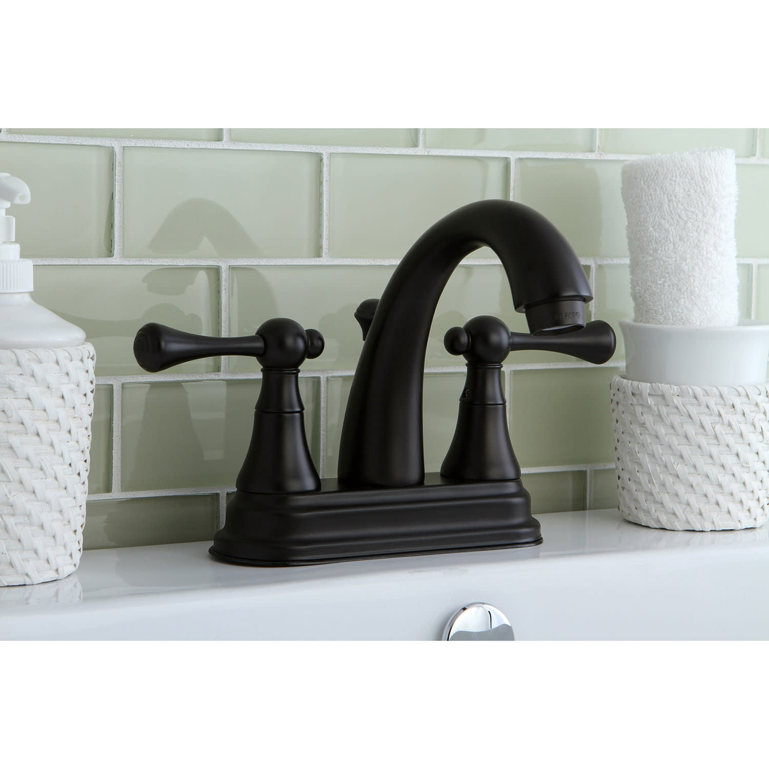Kingston Brass English Vintage Two Handle 4" Centerset Lavatory Faucet with Brass Pop-up