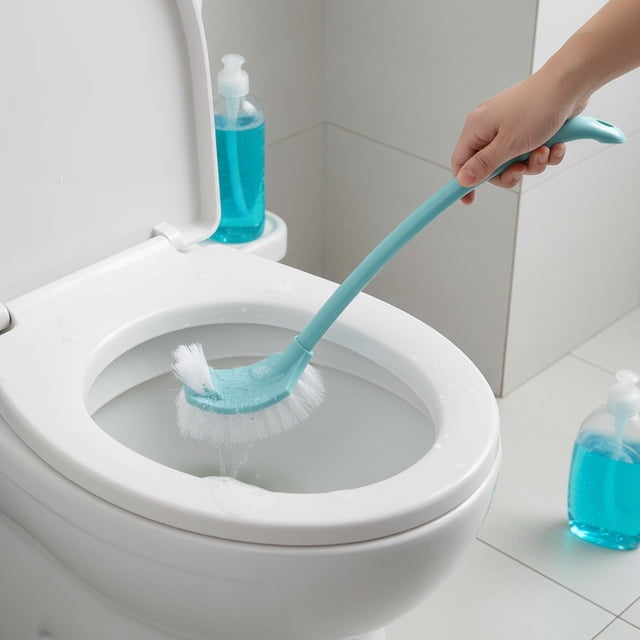 Fwttom Brosse de Toilette et Support, Brosse pour Cuvette de Toilette à 2 Types avec Supports, Brosse pour Cuvette de Toilette pour Nettoyer Chaque Coin de la Toilette