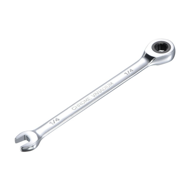 Unique Bargains 1/4 inch Ratcheting Combination Wrench SAE 72 Teeth 12 Point Ratchet Box Ended Spanner Tools, Cr-V