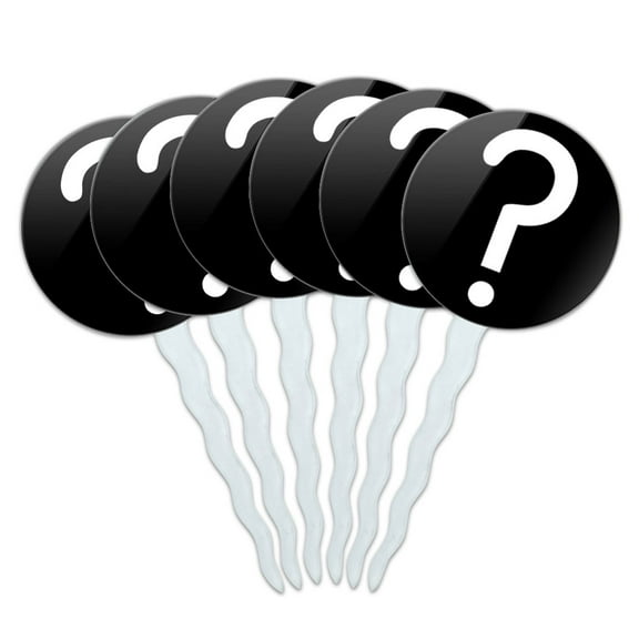 Mystery Question Mark Cupcake Picks Toppers - Set of 6