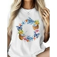 thumbnail image 3 of Women's T-Shirt Simple Coconut Butterfly Starfish Seagrass Blue Short Sleeve Casual Tee Classic Crew Neck T Shirt for Women White, M, 3 of 7