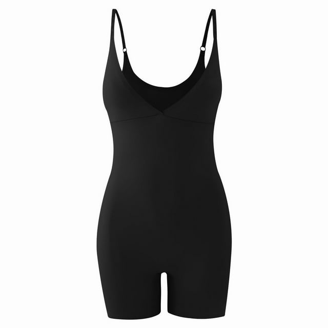 PEASKJP Tummy Control Shapewear Trainer Seamless Round Neck Tummy Control Shapewear Bodysuit, Black M