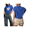 thumbnail image 2 of Hirigin Womens Short Sleeve Sweater Mock Neck Vest Cute Heart Knit Cropped Pullover Top, 2 of 7