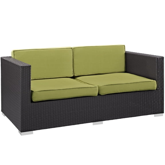 Modway Gather Outdoor Patio Loveseat in Espresso Peridot by Modway