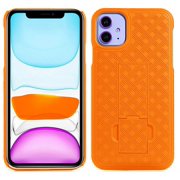 Case for iPhone 11, Nakedcellphone [Bright Orange] Slim Ribbed Hard Shell Cover [with Kickstand] for Apple iPhone 11 (2019, 6.1 Model)