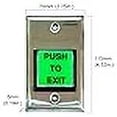 thumbnail image 4 of Visionis 6 Pack FPC-7493 VIS-7000 Green Square Push to Exit Button Stainless Steel for Door Access Control with LED Light, NC, COM and NO Outputs, 4 of 4