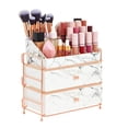 thumbnail image 6 of White Marble Makeup Organizer with Rose Gold Trim, Cosmetic Storage Drawers for Vanity (9.5 x 9.5 x 5.5 in), 6 of 10