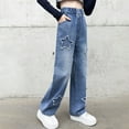 thumbnail image 4 of Baggy Jeans for Teen Girls Cute Ripped Y2K High Waist Wide Leg Bell Bottom Denim Pants Trendy Cargo Pants with Multi Pockets, 4 of 9