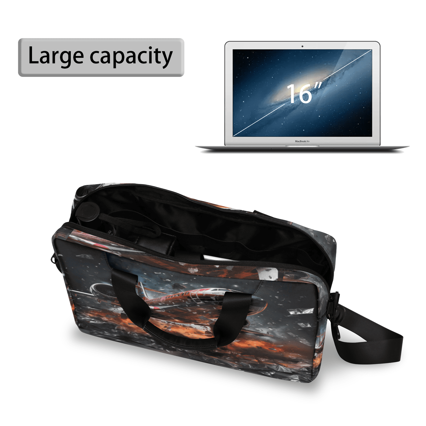 Herdesigns Retro Airplane Laptop Bag for Women Men, Computer Case Briefcase Messenger Bags, 15-15.6 inch Laptop Sleeve Shoulder Bag
