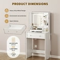 thumbnail image 5 of Satifur Vanity Desk with Mirror & Lights, GRWM Vanity with Drawers & Storage Shelves, Makeup Dressing Table with Charging, White, 5 of 10
