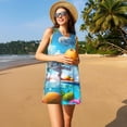 thumbnail image 3 of Easygdp Astronaut Tropical Dolphin para Vestido Transpirable de Mujer, Vestido Suelto de Manga Corta con Pliegues y Bolsillos para el Verano, 3 of 7
