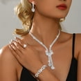 thumbnail image 3 of AEXTO Iced Out Crystal Set Tassel Necklace, Dangle Earrings & Eternity Bracelet – Perfect for Wedding, Party – Luxury Silver Jewelry for Women, 3 of 5