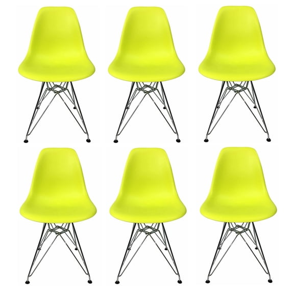 Eiffel Dining Chair with Chrome Base - Mustard