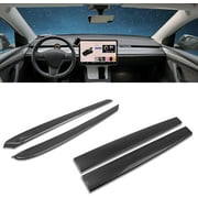 Xotic Tech Set Interior Dashboard Panel + Door Trim Cover Wrap Cap Cover Trim Combo Kit, Glossy Carbon Fiber Pattern, Compatible with Tesla Model 3 2021-2023 Model Y 2020-2023