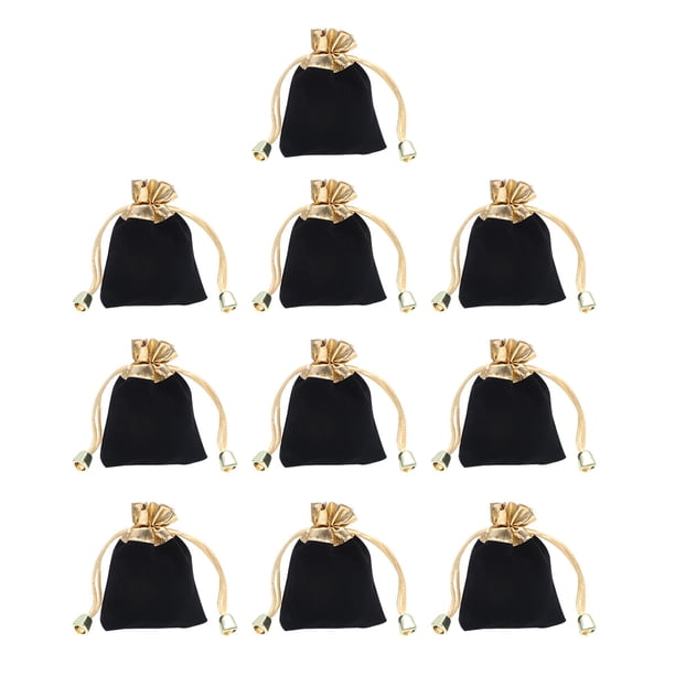 EeaseMX 10 bolsas con cordón para guardar joyas, organizador de tela, bolsas de regalo pequeñas (negras)