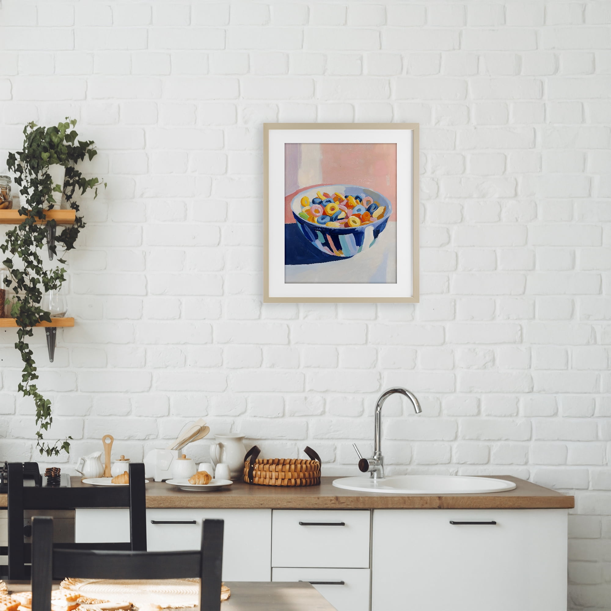 Stupell Industries Colorful Cereal Bowl Birch Framed Print Under Glass, design by The Prints Vibe