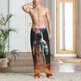 thumbnail image 5 of Uemuo Astronaut Cosmic Rainbow Pattern Men's Wide Leg Palazzo Lounge Pants with Pockets Light Weight Loose Comfy Casual Pajama Pants-Large, 5 of 9
