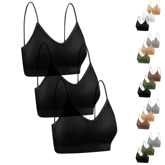 6 Pieces Women's V Neck Seamless Bra Padded Camisole Bandeau Sports Bra, Wireless Sleep Bra Everyday Underwear, Sexy Deep V Gathering Bralette, High Elasticity Fitness Vest, 6PC Value Set