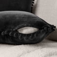 thumbnail image 4 of PAVILIA Black Throw Pillow Covers with Pom Pom 20x20 Set of 2, Decorative Pillow Cases for Bedroom Aesthetic, Small Throw Pillows Set for Bed, Velvet Euro Plush Cushion Covers for Sofa Couch, 4 of 7