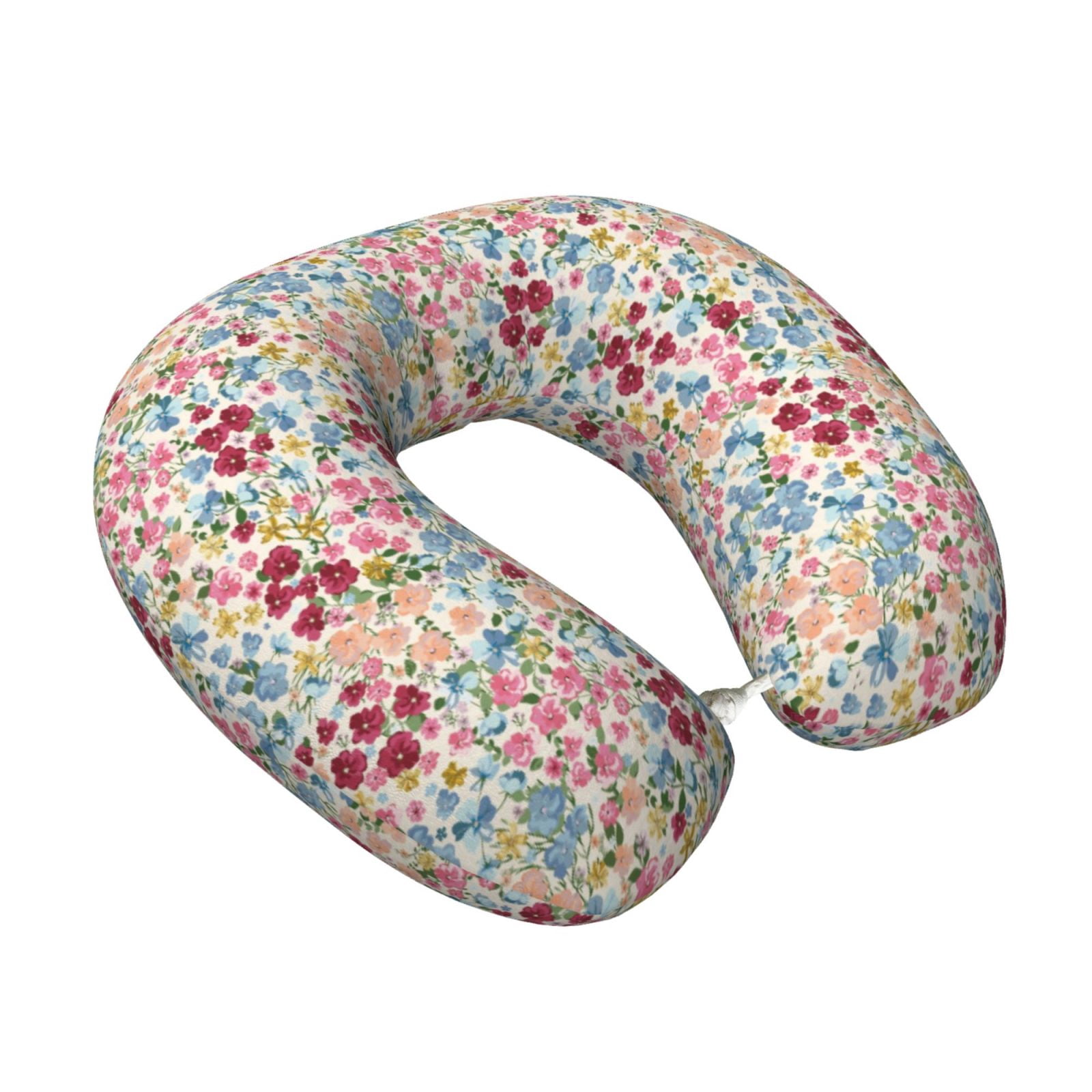 Xecao Trendy Floral Design Print Memory Foam Cervical Neck Pillow Versatile U-Shaped Pillows for Home,Office,Camping,Travelling,Soft Washable Cover