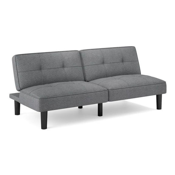 Convertible Futon Sofa Bed, 6-Position Adjustable Linen Couch with 550lbs Capacity - Gray