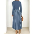 thumbnail image 3 of YOGAFOX Womens Fall Turtleneck Tie Waist Long Sleeve Ribbed Knit Midi Dress Dusty Blue S, 3 of 5