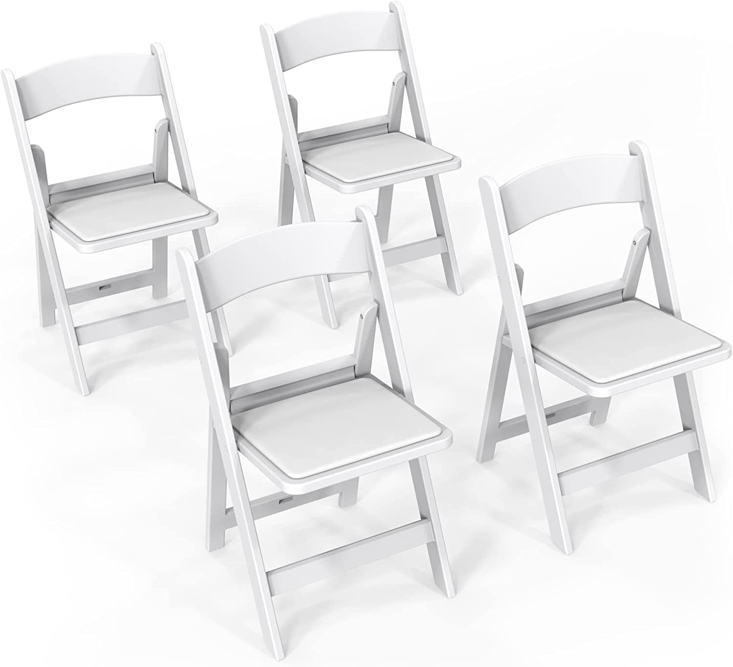 VINGLI White Resin Plastic Folding Chair with Padding Seat Weigh