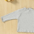 thumbnail image 6 of Girls Soft Ribbed Tshirt Stretchy Long Sleeve Ruffle Collar Bow Shirt Breathable Comfy Solid Casual Top for 1-5 Years, 6 of 7