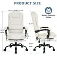 thumbnail image 2 of Hoffree Executive Office Chair Massage and Footrest Ergonomic Computer Desk Chair Reclining High Back Leather Office Chair Lumbar Back Support Swivel Rolling for Home Office Beige, 2 of 9