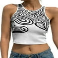 thumbnail image 1 of Women Y2k Close-fitting Camisole Printed Pattern Round Collar Sleeveless Crop Tops Brown S, 1 of 3