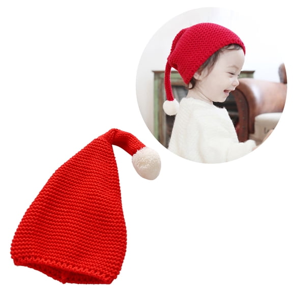 BESTYASH Knitted Santa Hat Warm Tapered Red Yarn 1Pack