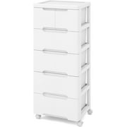 LR8 WYH Rolling Storage Drawer Cart, 6 Drawers, Storage Unit on Wheels, Plastic Storage Cart Organizer for Arts Crafts Home Office Classroom Living Room, White (16x13x38)