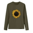 thumbnail image 3 of Dyfzdhu Womens Long Sleeve T Shirts Trendy Sunflower Graphic Tees Crew Neck Sweatshirt Tunic Tops Green, 3 of 3