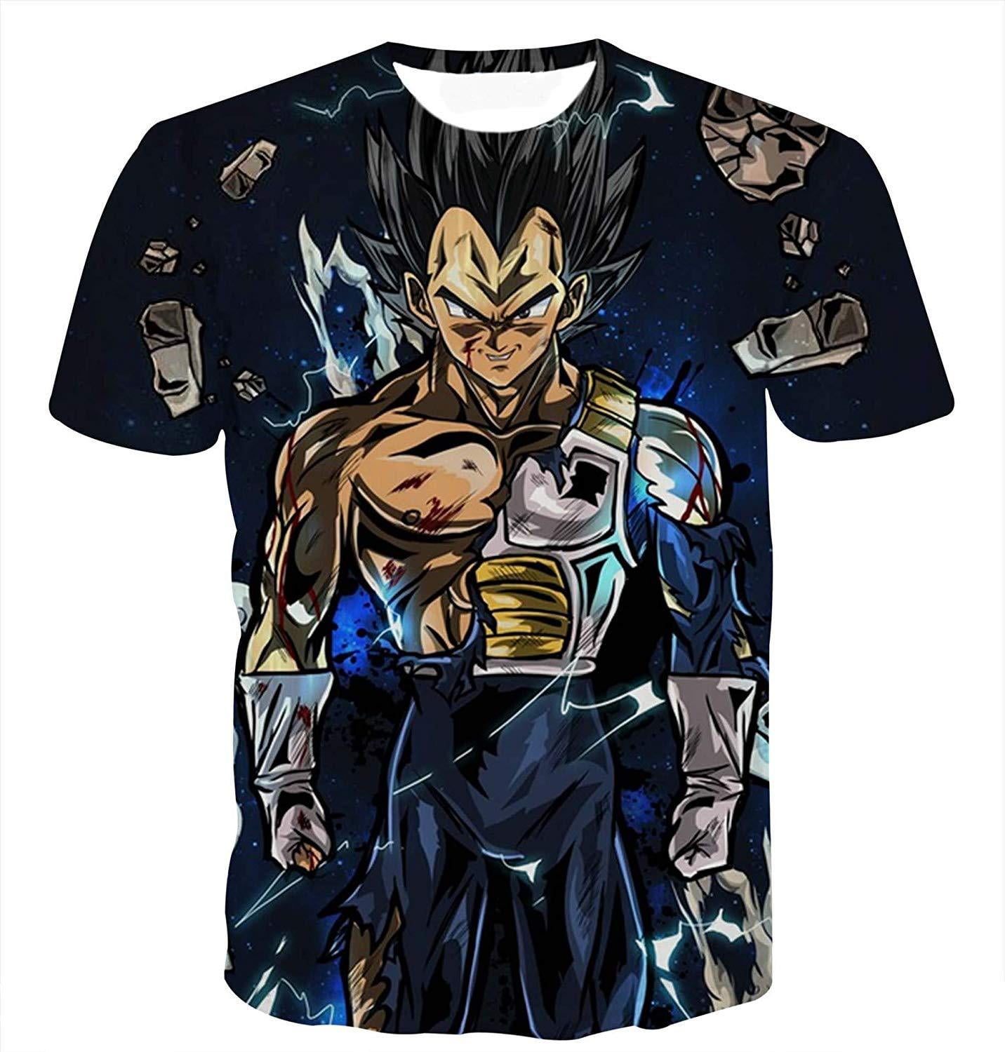 Women Men Lightning Vegeta Dragon Ball Z Print 3D T-Shirt Casual Short Sleeve 