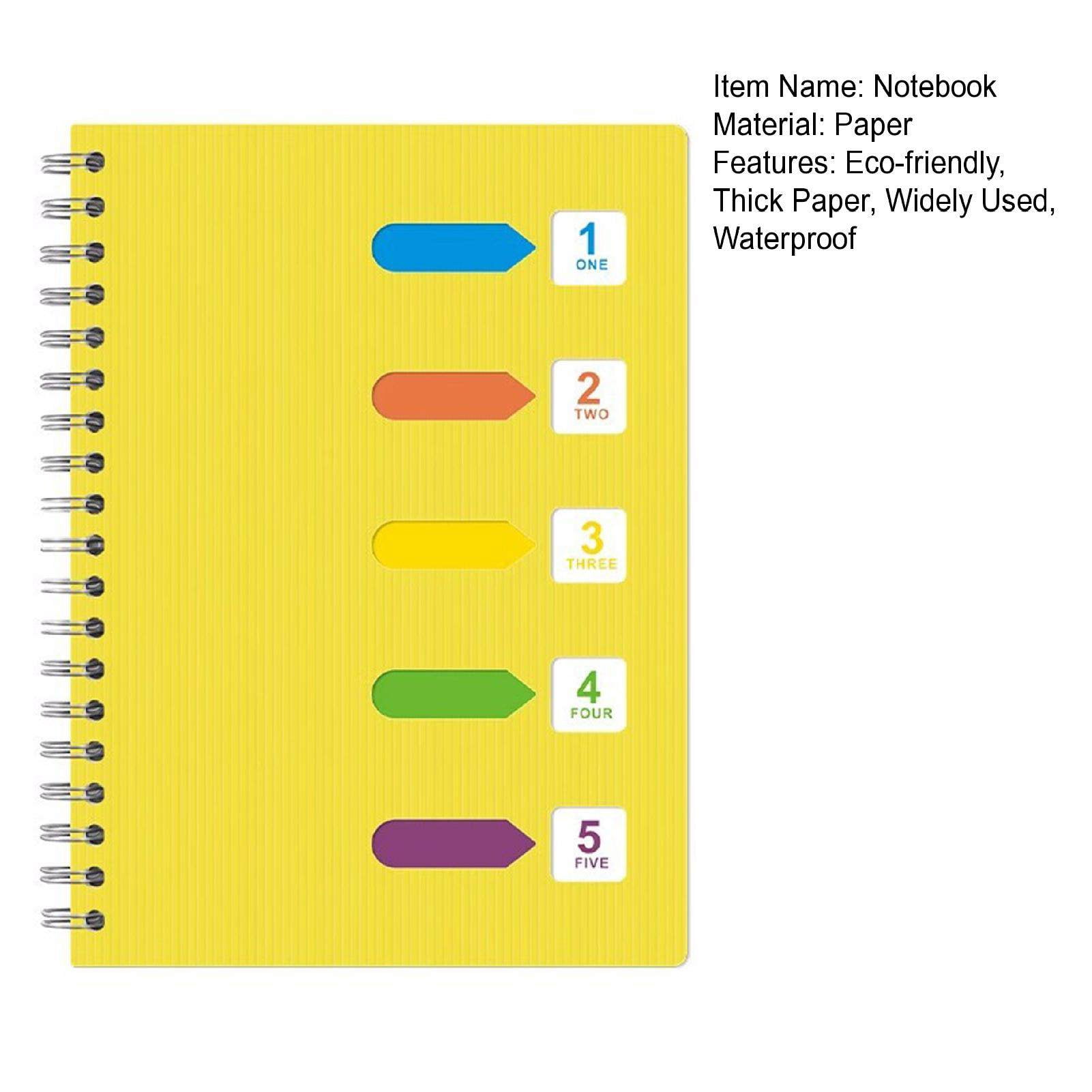 Homerr Notebook Spiral Notebook with Dividers Smooth Writing Premium Thickened Page A5/B5 Coil Ring 5 Subject Notebook Office Supplies Spiral Notebook