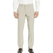 Kenneth Cole REACTION Mens Stria Slim Fit Flat Front Dress Pant 36W x 30L Tan