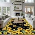 thumbnail image 4 of 5x8 Area Rugs for Living Room, Sunflower Black Non Slip Area Rugs for Kitchen Bedroom Entryway, Watercolor Floral Vintage Farmhouse Washable Carpet Runner Rug Floor Mats for Bedroom Home Decor, 4 of 9