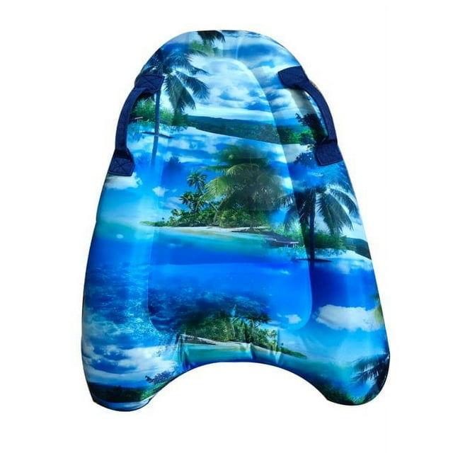 Kids Inflatable Surf Body Board with Handles and New Push-Button Valve, Lightweight Swimming Floating Surfboard Aid Mat Learn To Swim, Beach Safety Theme Surfing for Kids Learning Surfing