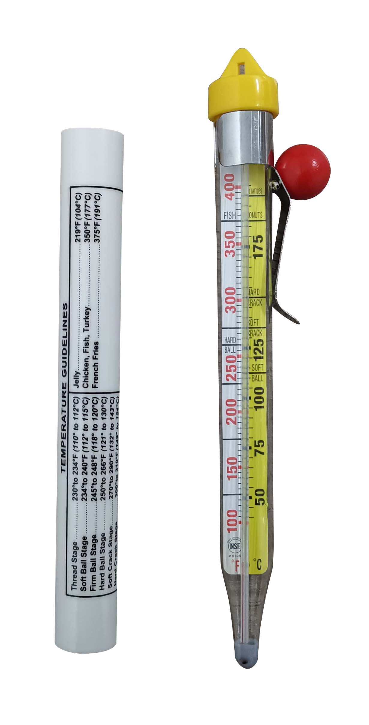 Mainstays Candy Thermometer, Clip Attachment with Easy to Read Red and Black Numbers bold display