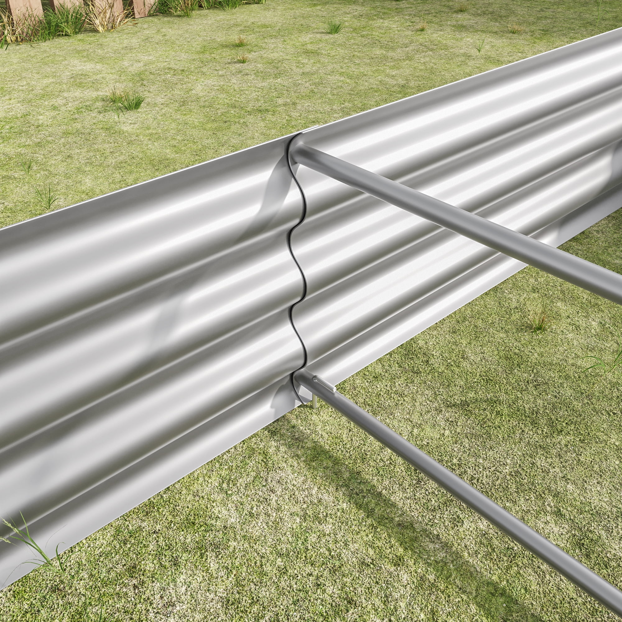 MAYEERTY 6*3*1ft Outdoor Metal Rectangle Raised Garden Bed for Plants, Veggies & Flowers, Silver