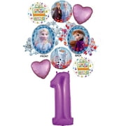 Frozen 2 Party Supplies 1st Birthday Elsa, Anna and Olaf Balloon Bouquet Decorations - Purple Number 1